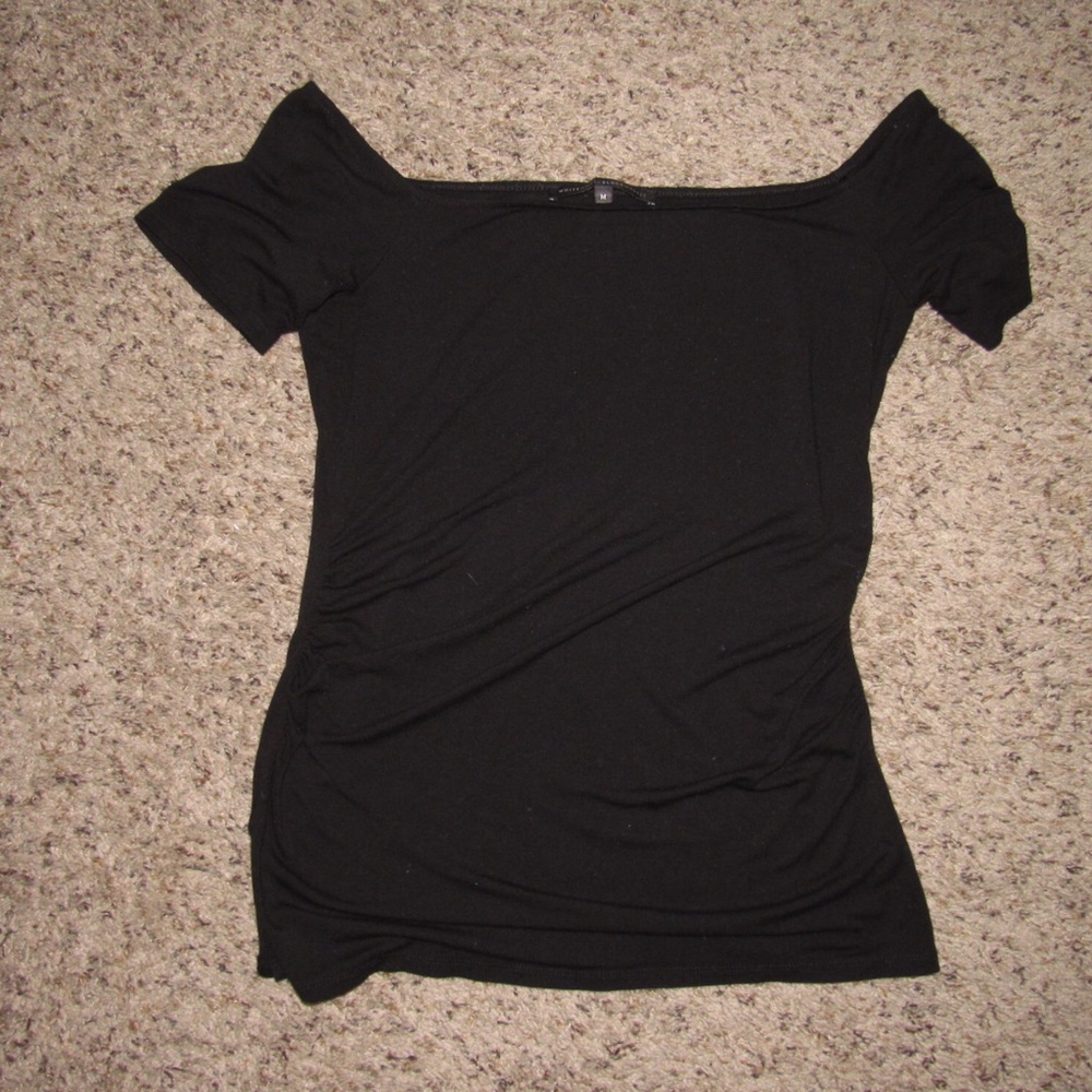 White House Black Market Black Off Shoulder Shirt